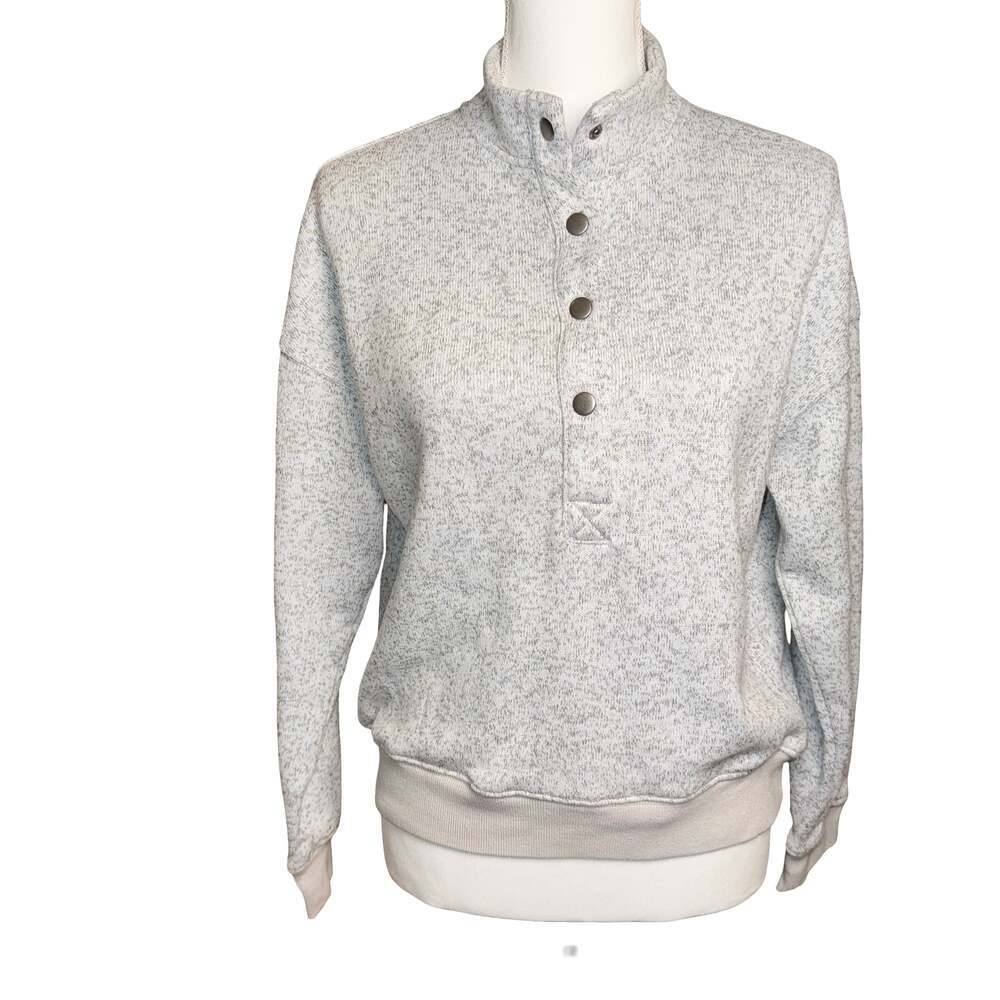 Thread & Supply Women's Small Gray Marled Snap Button Pullover Sweatshirt